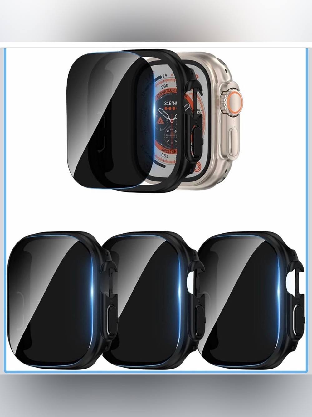 Privacy Screen Protector Case for Smartwatch - Black
